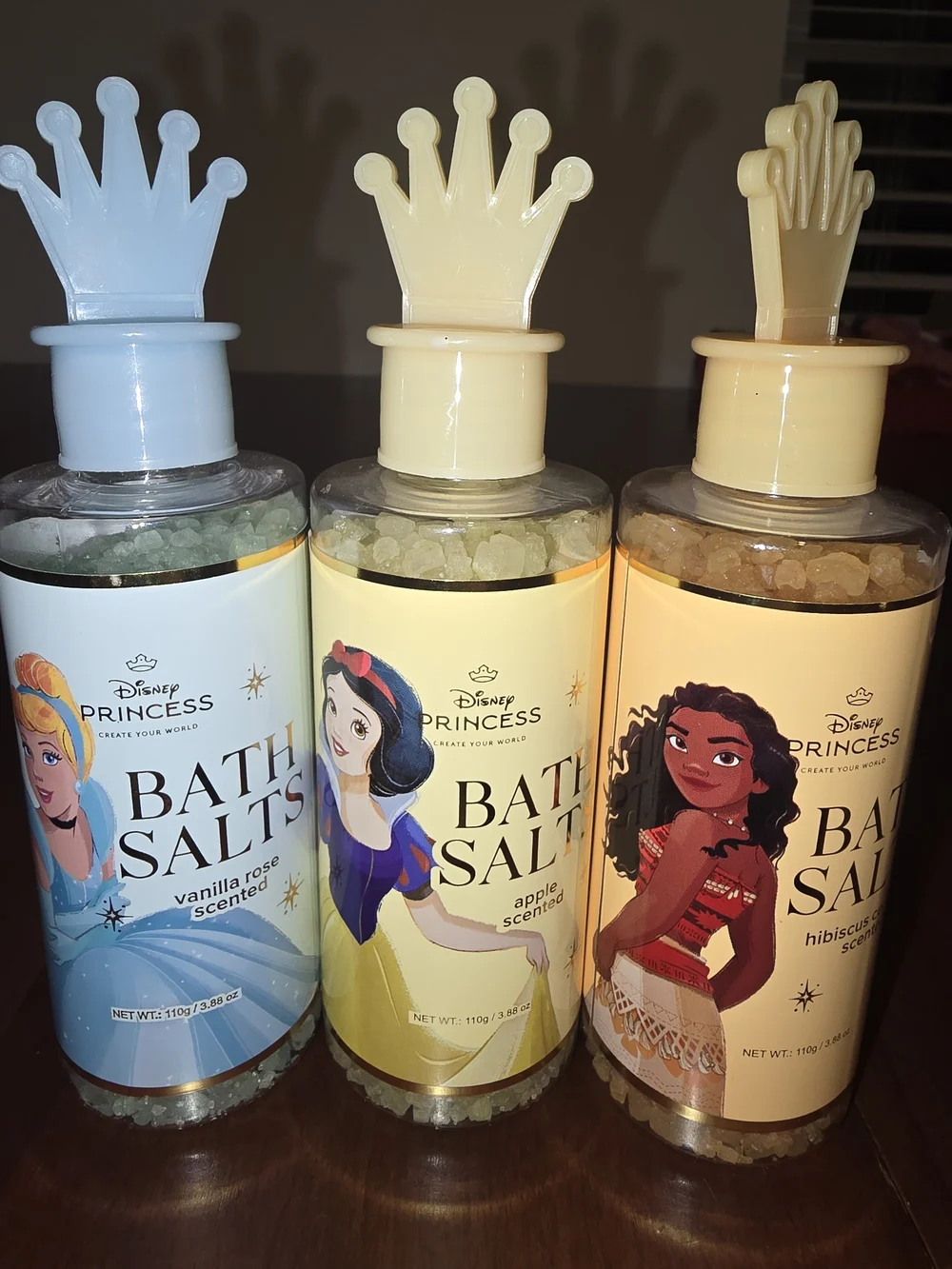 Disney Princess Bath Salts and Piggy Bank 4 Piece Set, Brand New